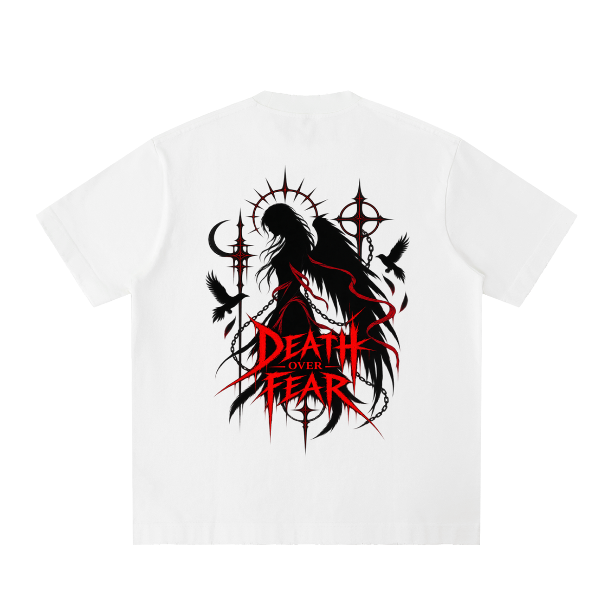 Death Over Fear Goddess - Heavyweight Vintage Washed Frayed T-Shirt