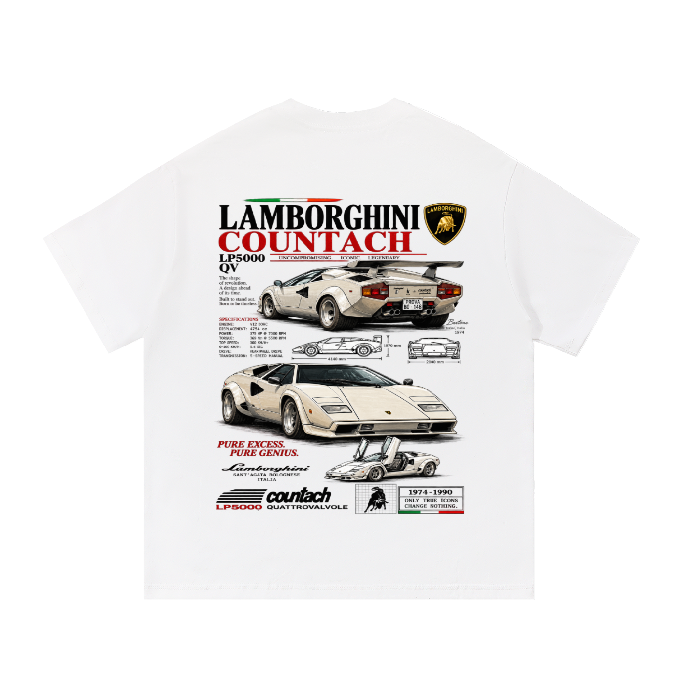 Lamborghini Countach Retro Racing Tee - Essential Cotton T-Shirt