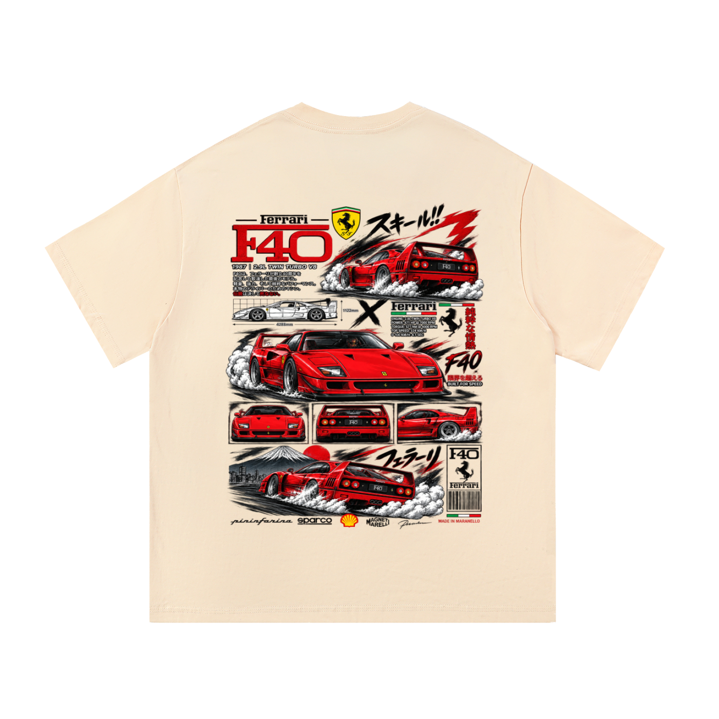 Ferrari F40 Tokyo Racing Tee – Essential Cotton T-Shirt