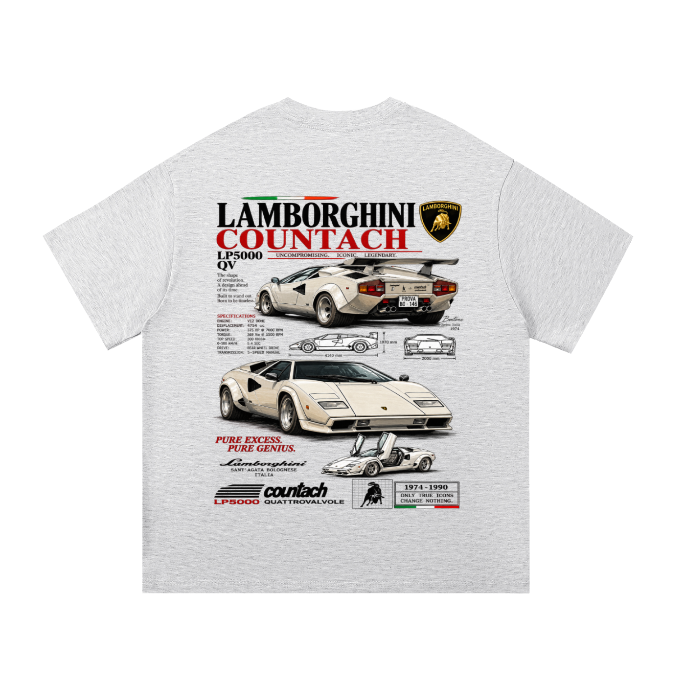 Lamborghini Countach Retro Racing Tee - Essential Cotton T-Shirt