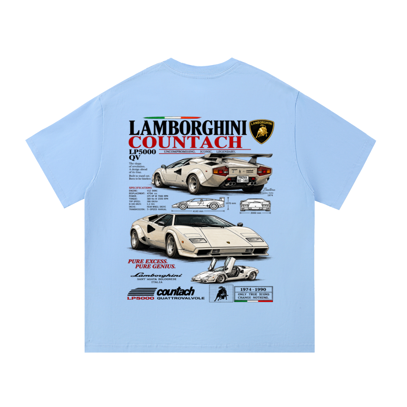 Lamborghini Countach Retro Racing Tee - Essential Cotton T-Shirt