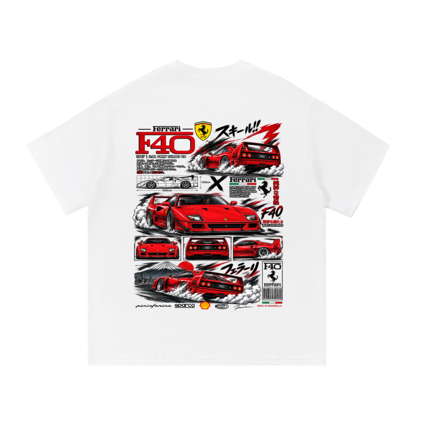 Ferrari F40 Tokyo Racing Tee – Essential Cotton T-Shirt