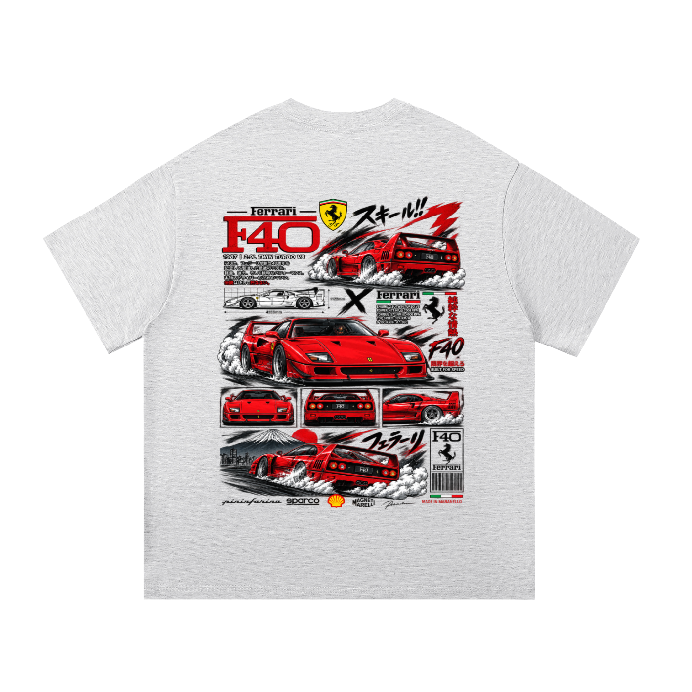 Ferrari F40 Tokyo Racing Tee – Essential Cotton T-Shirt